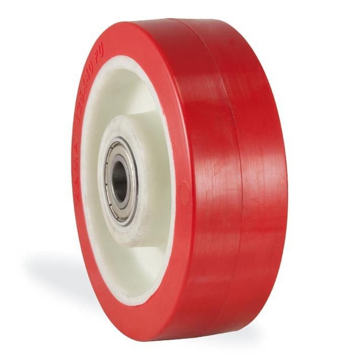 KAMA 125X40X15 PUR Poliamid 6 Kasnaklı, Enjeksiyon Baskı Poliüretan Kaplı, Rulmanlı Teker, Yedek Teker 125 mm Çap