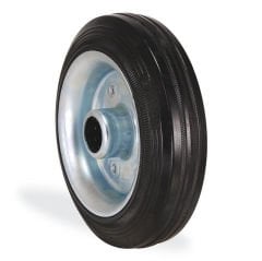 KAMA 150X45 SLP Ø15 mm Delik  jant, Sac Jant Üzeri, Siyah Lastik Kaplı, Kendinden Burçlu Teker, Yedek Teker 150 mm Çap
