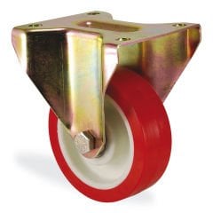 KAMA K4107PUR080 Ağır Tip Sabit Maşalı Teker, Poliüretan Teker, Rulmanlı Teker, 80 mm Çap