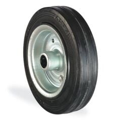 KAMA 200X50 SLP 1.5mm jant, Sac Jant Üzeri, Siyah Lastik Kaplı, Kendinden Burçlu Teker, Yedek Teker 200 mm ''15 mm GÖBEK ÇAPI'' 100 ADETLİK PALET