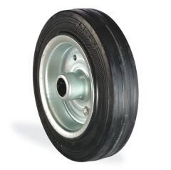 KAMA 200X50 SLP 1.5mm jant, Sac Jant Üzeri, Siyah Lastik Kaplı, Kendinden Burçlu Teker, Yedek Teker 200 mm ''15 mm GÖBEK ÇAPI'' 500 ADETLİK PALET