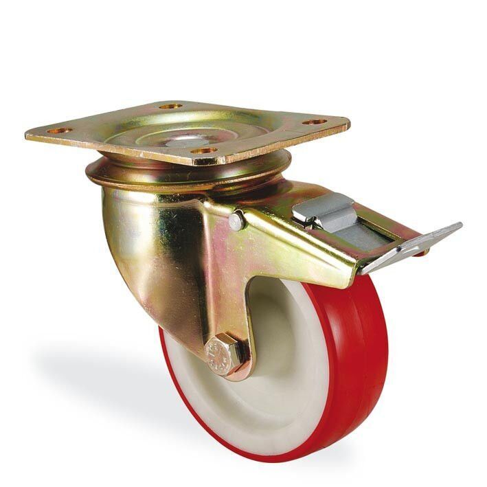 KAMA K4102PUR080F18 Ağır Tip Döner Maşa, Poliüretan Teker, Rulmanlı Teker, 80 mm Çap 200 ADETLİK PALET