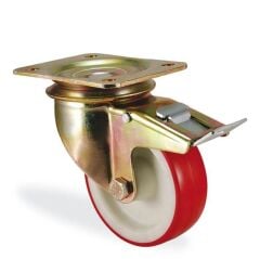 KAMA K4102PUR080F18 Ağır Tip Döner Maşa, Poliüretan Teker, Rulmanlı Teker, 80 mm Çap 200 ADETLİK PALET