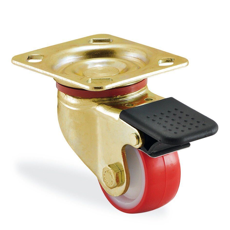 KAMA K4102PUR055F4 Ağır Tip Döner Maşalı, Poliüretan Teker, Rulmanlı Teker, Frenli Teker, 55 mm Çap 480 ADETLİK PALET
