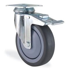 KAMA 2802MTR125F18 Döner Tabla Bağlantılı, Fren Sistemli Maşa, Termoelastik Sırtlı, Rulmanlı Teker, Frenli Teker 125 mm Çap 20 ADETLİK PAKET