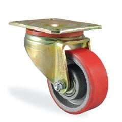 KAMA K4102DOR080 Ağır Tip Döner Maşalı Teker, Döküm Üstü Poliüretan Kaplı Teker, 80 mm Çap 35 ADETLİK PAKET