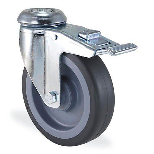 KAMA 2800MTB125F18 Delik Bağlantılı, Fren Sistemli, Döner Maşa, Termoelastik Sırtlı, Kendinden Burçlu, Frenli Döner Maşa 125 mm Çap 25 ADETLİK PAKET