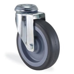 KAMA 2800MTB125 Delik Bağlantıllı Döner Maşa, Termoelastik Sırtlı, Kendinden Burçlu, Döner Teker 125 mm Çap