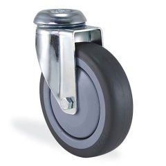 KAMA 2800MTR080 Delik Bağlantılı, Döner Maşa, Mavi Lastik Sırtlı, Rulmanlı Teker, Termoelastik Sırtlı, Rulmanlı Döner Teker 80 mm Çap