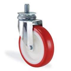 KAMA 2801PUB080 5/8 Cıvata Bağlantılı, Döner Maşa, Enjeksiyon Baskı Poliüretan Kaplı, Kendinden Burçlu Döner Teker 80 mm Çap