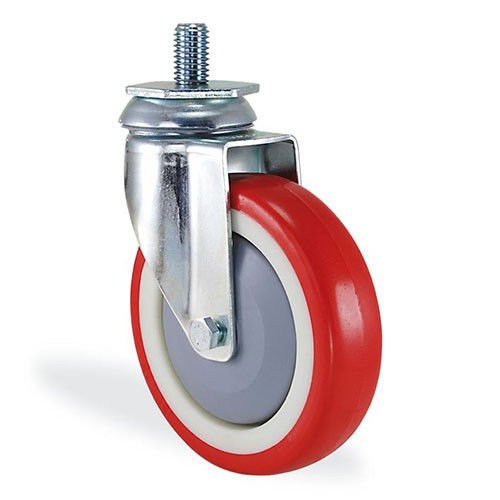 KAMA 2801PUR125 5/8 Cıvata Bağlantılı, Döner Maşa, Enjeksiyon Baskı Poliüretan Kaplı, Rulmanlı Teker, Rulmanlı Döner Teker 125 mm Çap