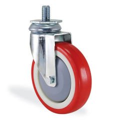 KAMA 2801PUR125 5/8 Cıvata Bağlantılı, Döner Maşa, Enjeksiyon Baskı Poliüretan Kaplı, Rulmanlı Teker, Rulmanlı Döner Teker 125 mm Çap