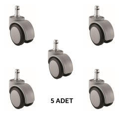 ÖZBEK 875-N 11 mm Pimli Çelik Halkalı Çiftli Teker, 50 mm Çap, 5' li Set