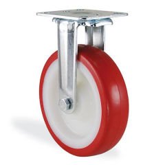 KAMA 2807PUB080 Sabit Tabla Bağlantılı Maşa, Enjeksiyon Baskı Poliüretan Kaplı, Kendinden Burçlu Teker, Sabit Teker 80 mm Çap