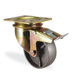 KAMA K4102DDB200F18 Ağır Tip Döner Tablalı Teker, Döküm Teker, Frenli Döküm Teker, 200 mm Çap