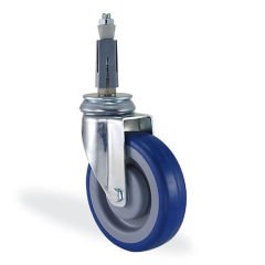 KAMA 2825MRR125 Kare Soket Bağlantılı, Döner Maşa, Mavi Lastik Kaplı, Rulmanlı Teker, Soketli Teker 125 mm Çap