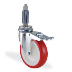 KAMA 2825PUB100F18 Kare Soket Bağlantılı, Fren Sistemli, Döner Maşa, Enjeksiyon Baskı Kaplı, Kendinden Burçlu Teker, Frenli Teker, Soketli Teker 100 mm Çap