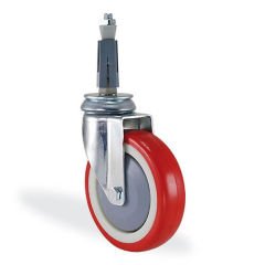 KAMA 2825PUR080 Kare Soket Bağlantılı, Döner Maşa, Enjeksiyon Baskı Poliüretan Kaplı, Rulmanlı Teker, Soketli Teker 80 mm Çap