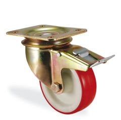 KAMA K4102PUR080F18 Ağır Tip Döner Maşa, Poliüretan Teker, Rulmanlı Teker, 80 mm Çap