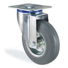 KAMA K3302SES080 Tabla Bağlantılı, Döner Maşa, Sac Jant Üzeri Gri Lastik Sırtlı, Masuralı Teker, Döner Teker, Tablalı Teker 80 mm Çap