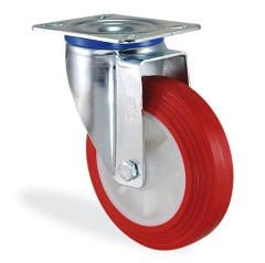 KAMA K3302PUB125 Tabla Bağlantılı, Döner Maşa, Enjeksiyon Baskı Poliüretan Kaplı, Kendinden Burçlu Teker, Döner Teker, Poliüretan Teker 125 mm Çap